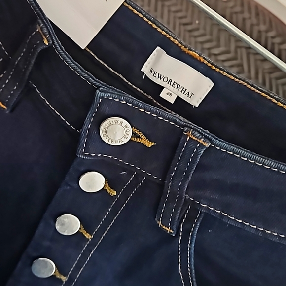 We Wore What High Rise Danielle  Jeans Dark Wash Button Fly 28 vintage straight - Picture 5 of 12